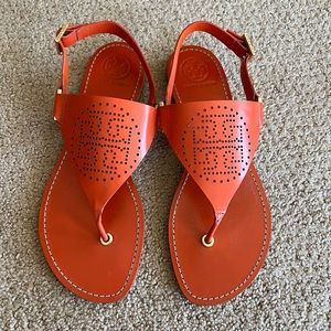 Tory Burch Orange Leather Sandals size 9